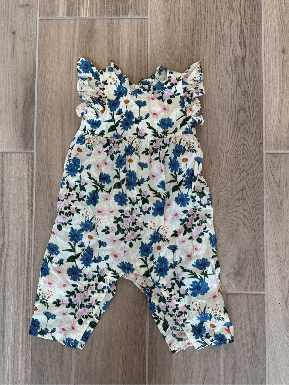 Pink Chicken Jennifer Jumper/Romper with Blue Floral Melon Print - Picture 2 of 5